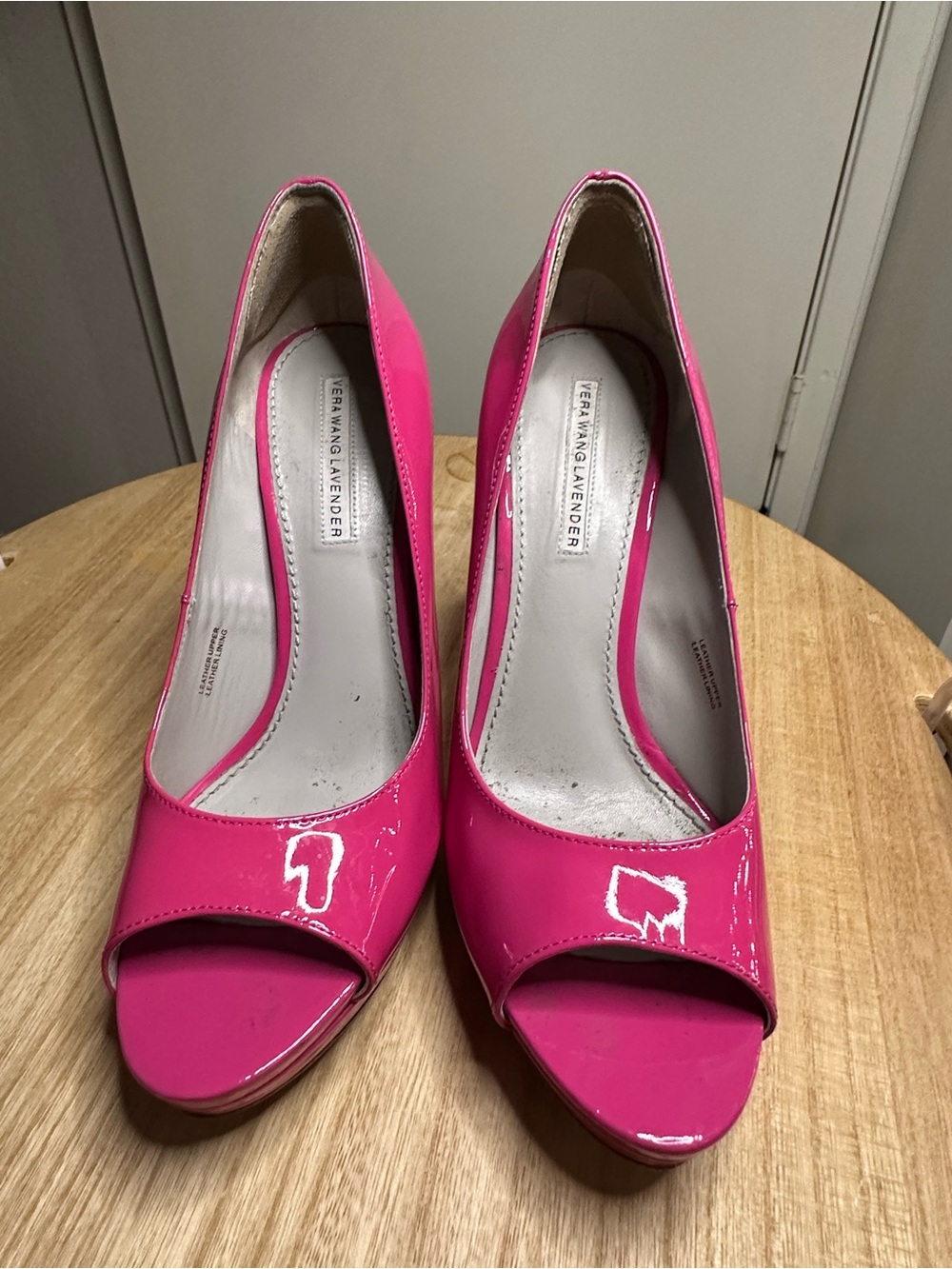 Vera wang Pink Patent Peep-Toe Pumps